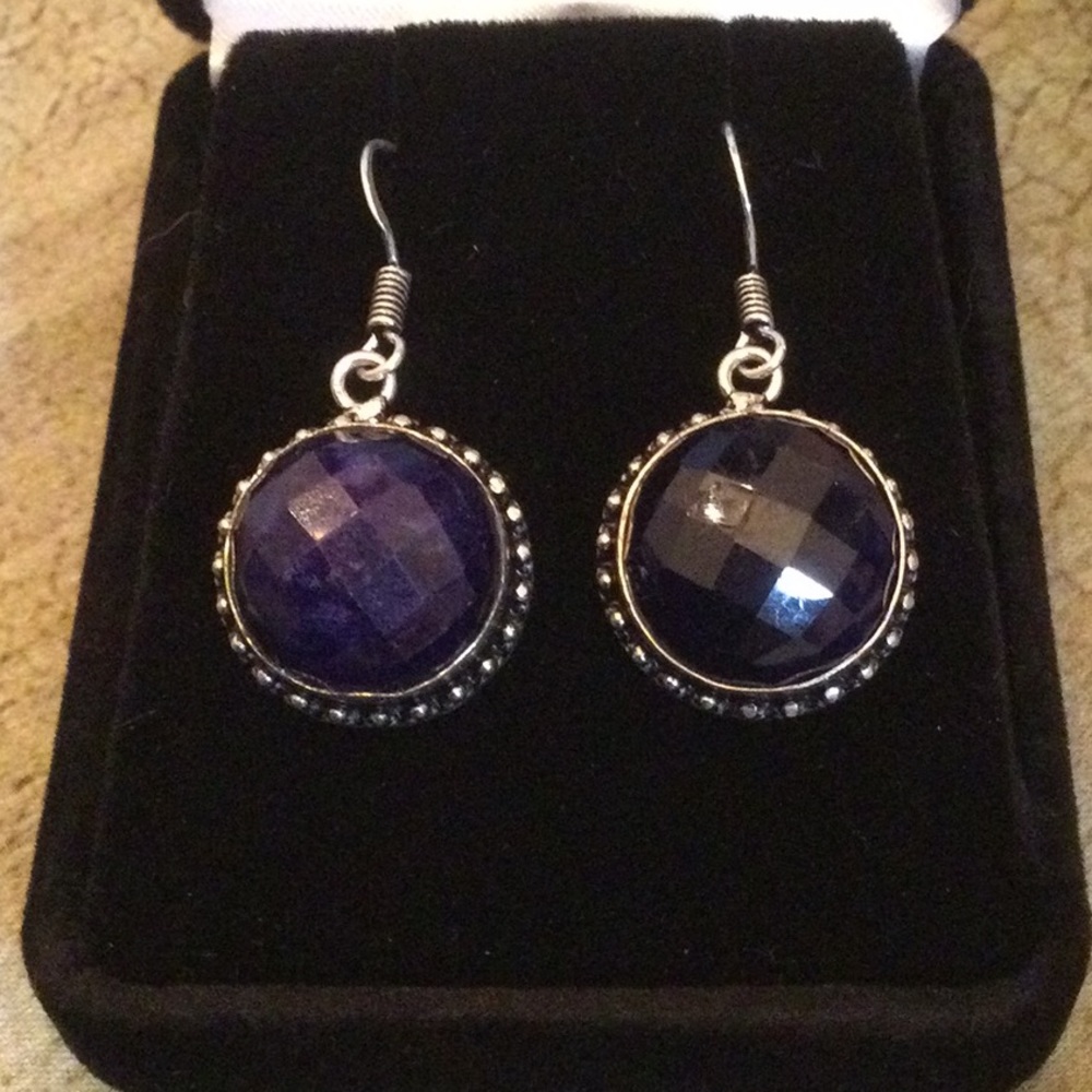 Genuine Faceted Sapphire Earrings - Picture 4 of 10